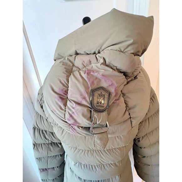 Mackage Calla Down Filled Long Puffer Coat Olive Green DAMAGED STAINED Size M - Picture 11 of 12